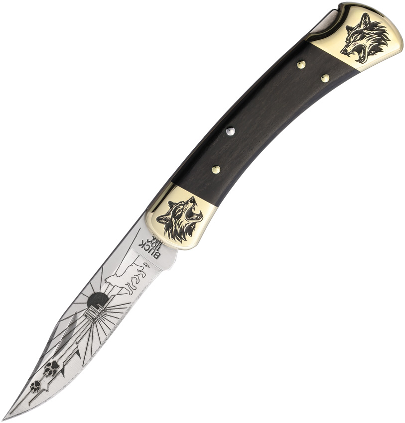 Yellowhorse Custom Buck 110 Lockback Pocket Knife Wolf - YH450