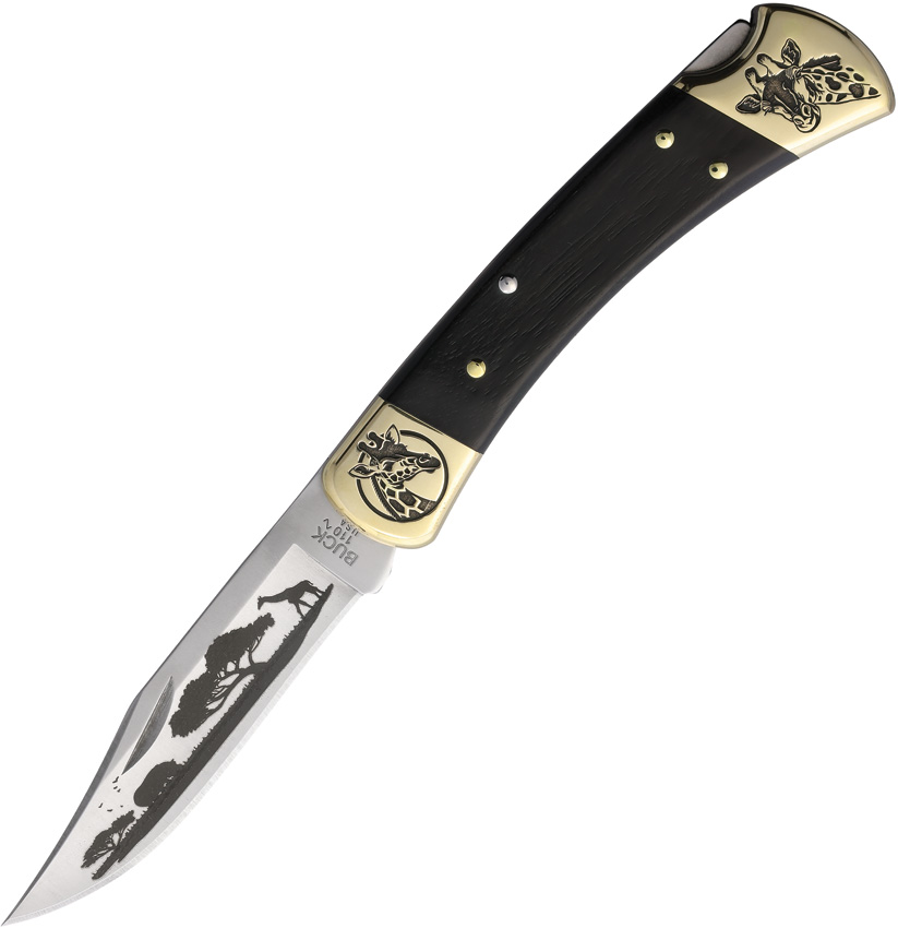 Yellowhorse Custom Buck 110 Lockback Pocket Knife Giraffe - YH452