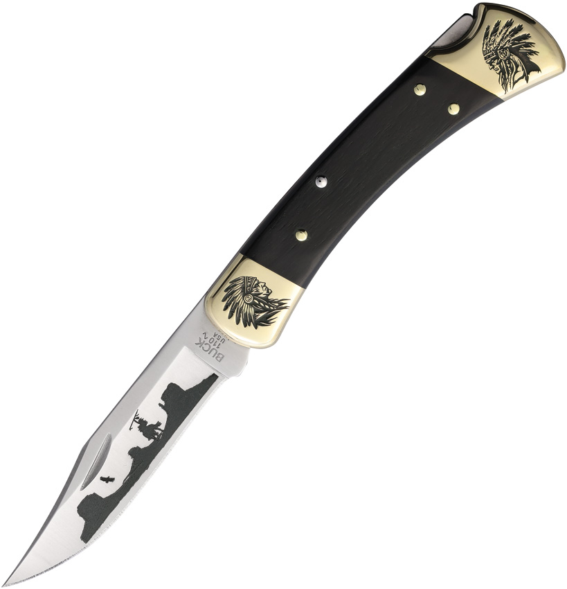 Yellowhorse Custom Buck 110 Lockback Pocket Knife Chief - YH453