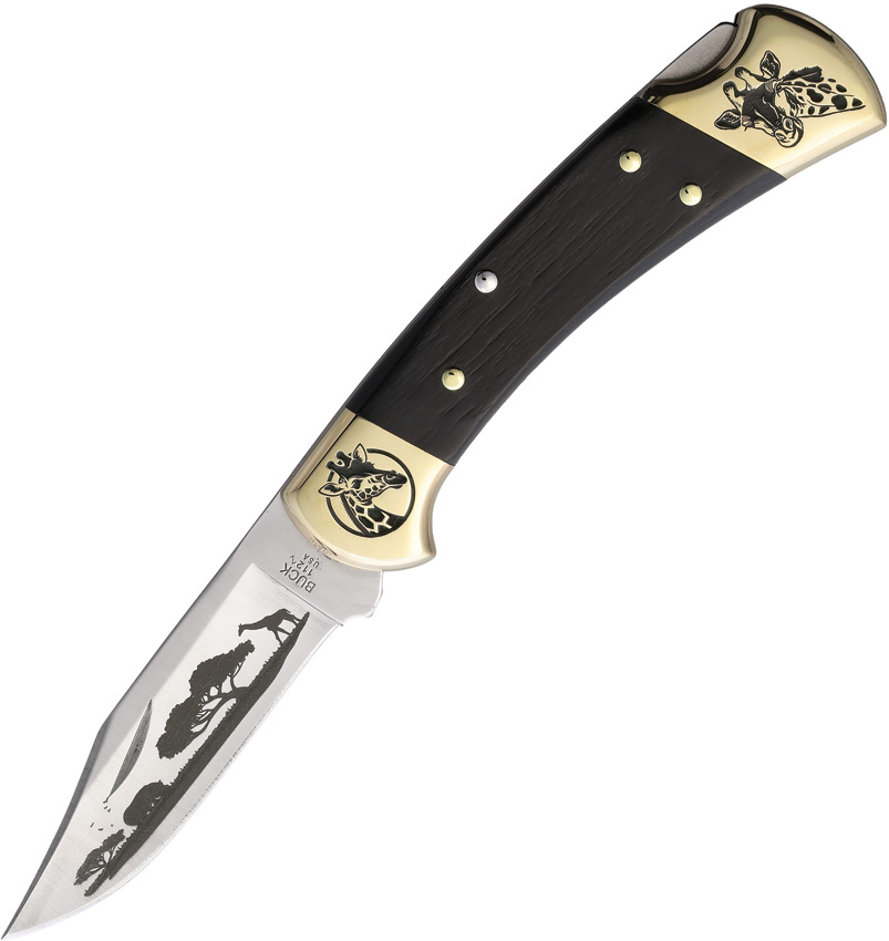 Yellowhorse Custom Buck 112 Lockback Pocket Knife Giraffe - YH458