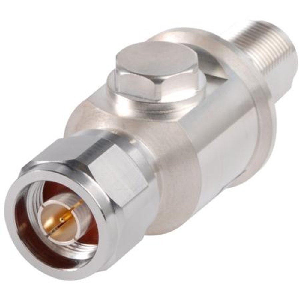 COMMSCOPE APG-BNFNM-090 Arrestor Plus Gas Tube 0-2500 Mhz with Bulkhead N Female on One End and N Male on the Other End with 90 Sparkover Voltage