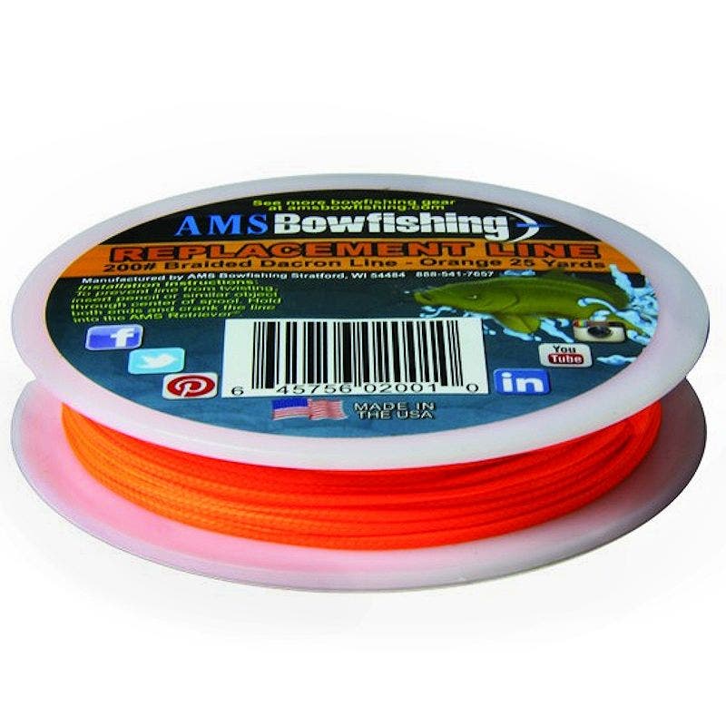 AMS 200# Braided Dacron Line Orange 25 yd
