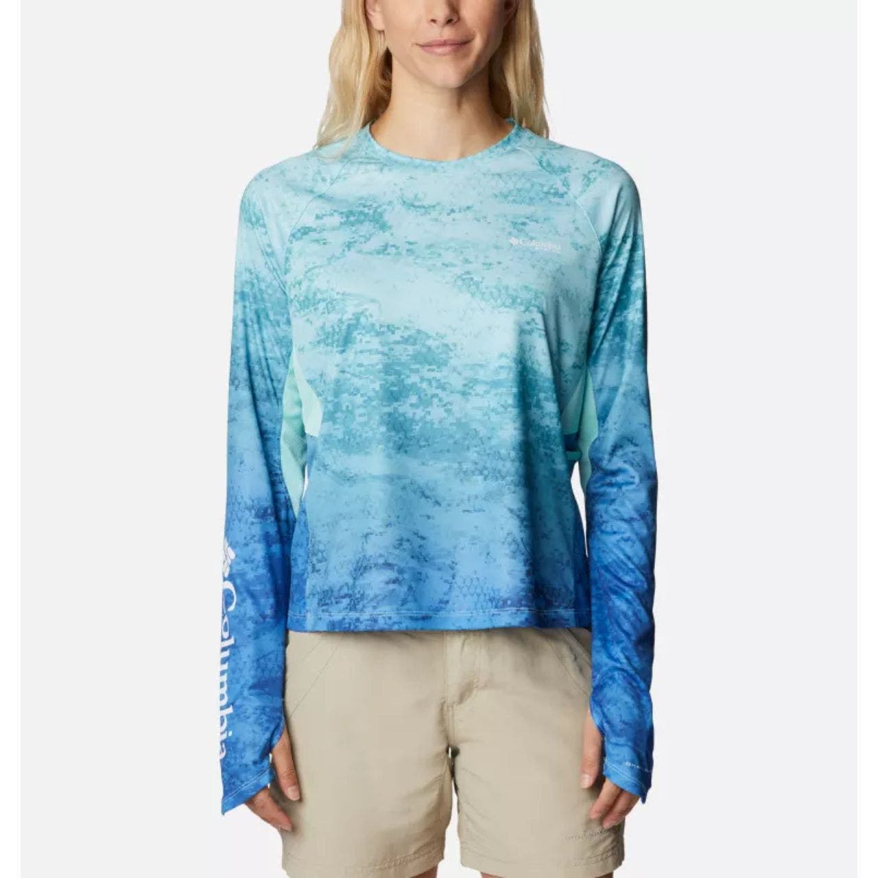 Columbia Women's PFG Super Tidal Vent Gulfstream Camo L/S Fishing Shirt