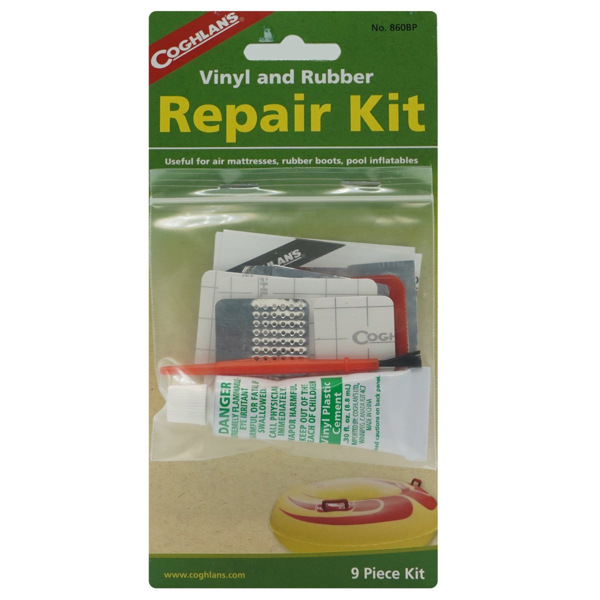 Coghlan's Vinyl or Rubber Repair Kit, Includes Patches & .30 fl. oz. Cement