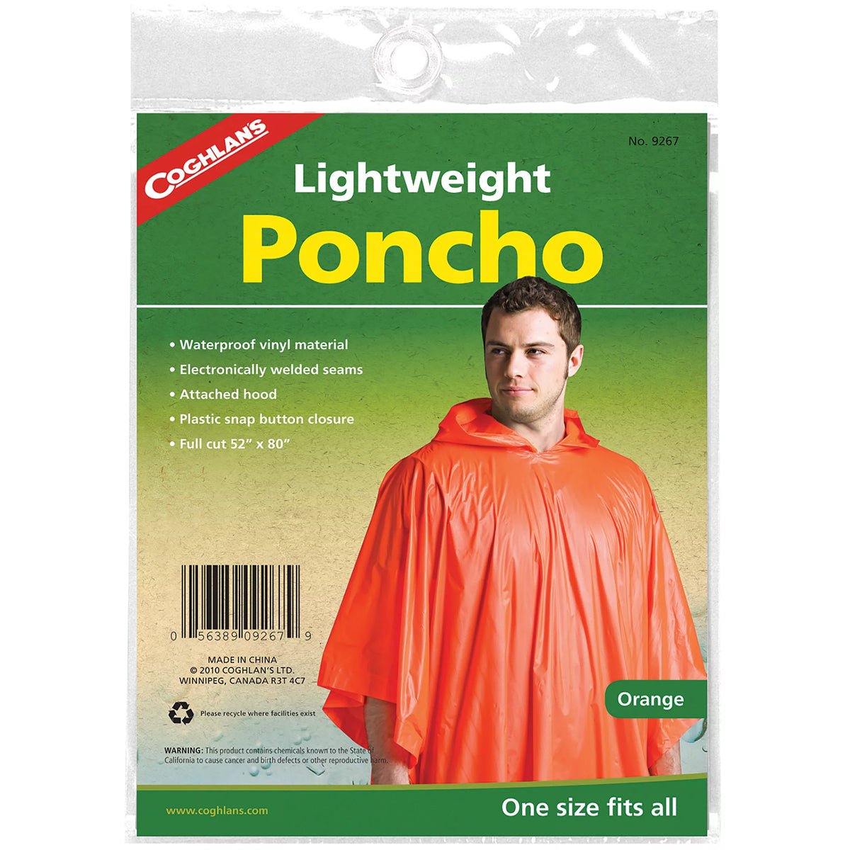 Coghlan's Emergency Poncho w/ Hood, Reusable & Lightweight, Survival Emergency