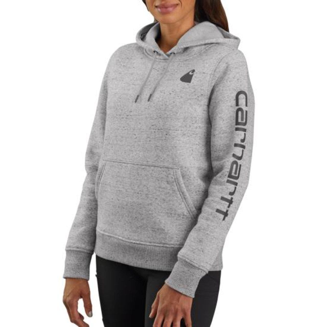 Carhartt Women's Midweight Relaxed Fit Logo  Graphic Hoody Sweatshirt-Asphalt Heather-XS