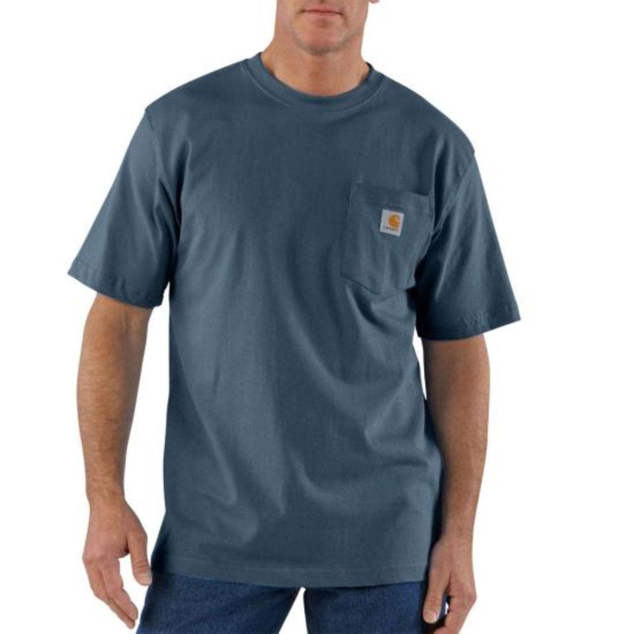 Carhartt Men’s Cotton S/S Pocket Crew T-Shirt - Bluestone