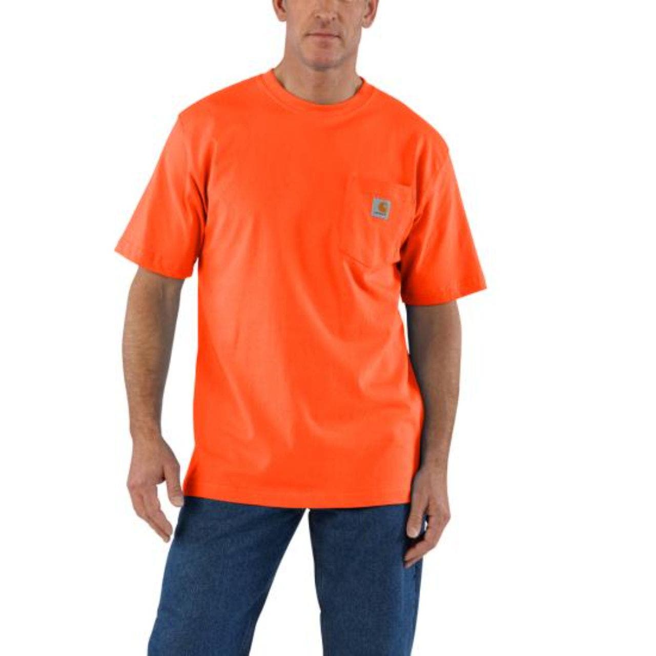 Carhartt Men’s Cotton S/S Pocket Crew T-Shirt - Bright Orange