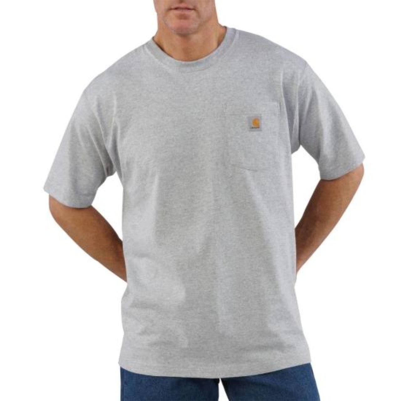 Carhartt Men’s Cotton S/S Pocket Crew T-Shirt - Heather Grey