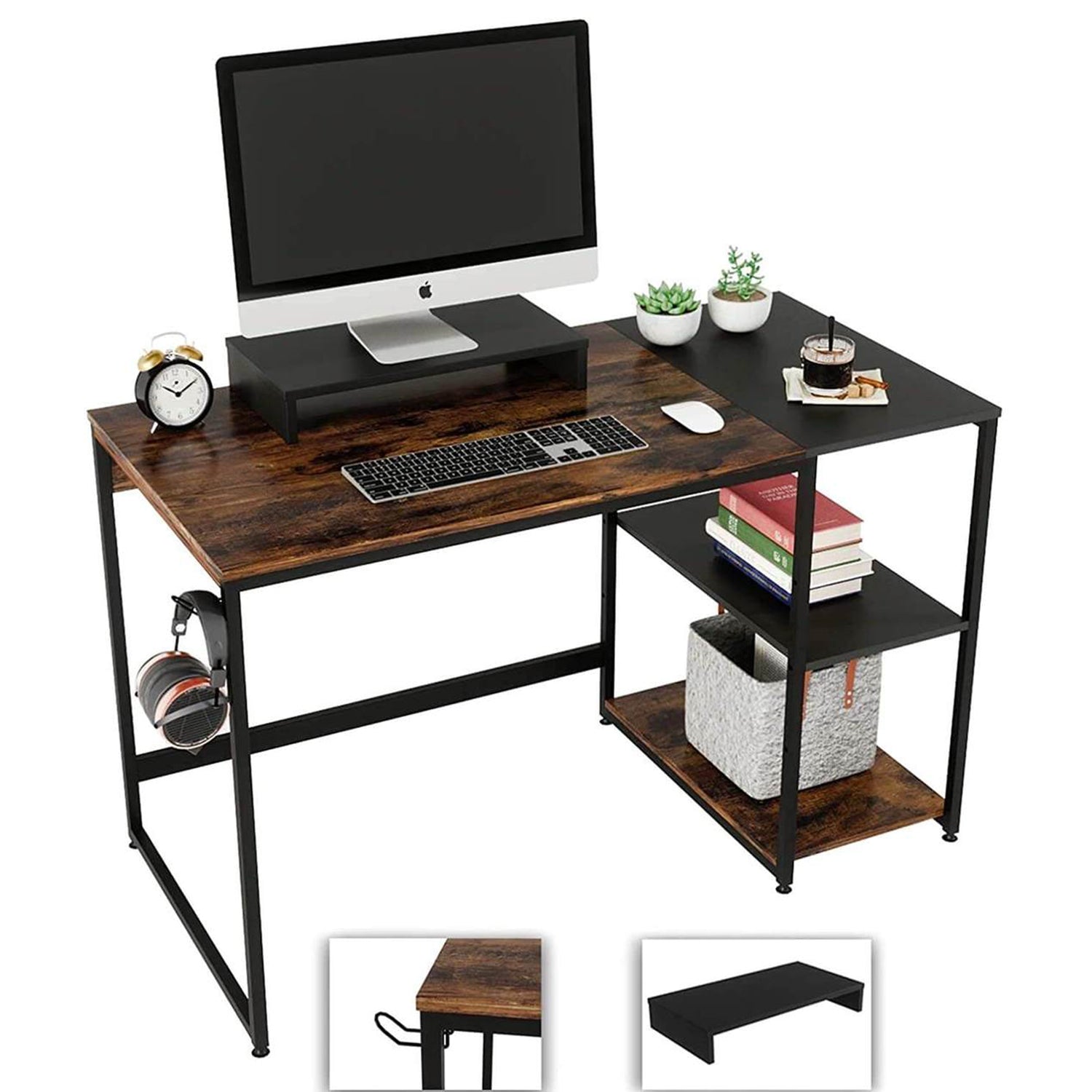 Nost & Host Computer Office Desk Workstation, Rustic Brown (Open Box)