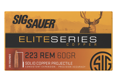 Sig Sauer Elite Copper Hunting .223 Remington 60gr Jacketed Hollow Point 20Rnd Rifle Ammunition