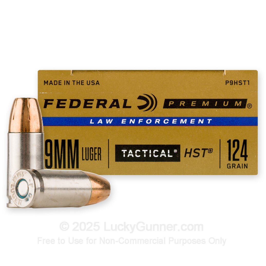 Federal Premium Law Enforcement HST 9mm Ammo 124gr JHP 50 Rds P9HST1