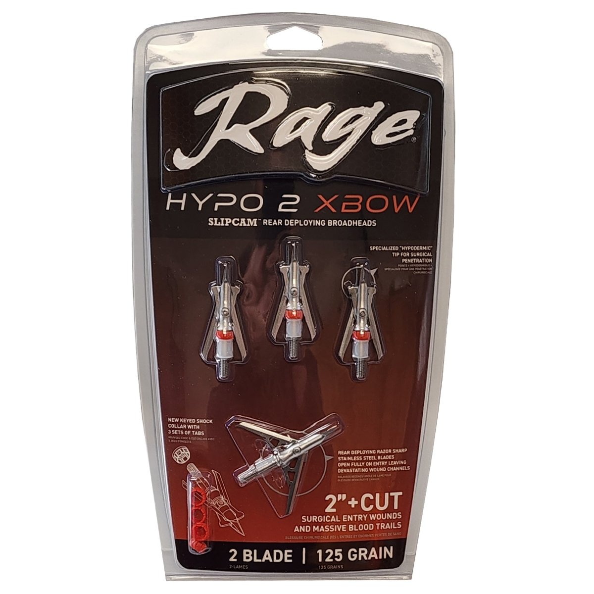 Rage - The Hypo 2 Crossbow 2" Expandable Blades - 125 Grain - 4 Pack