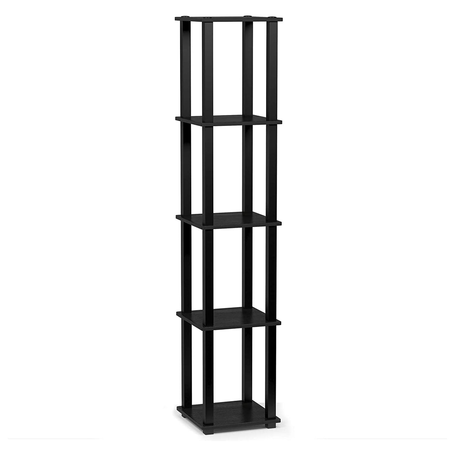 Furinno Turn-N-Tube 5 Tier Wooden Bedroom Corner Display Shelf, Black (Open Box)