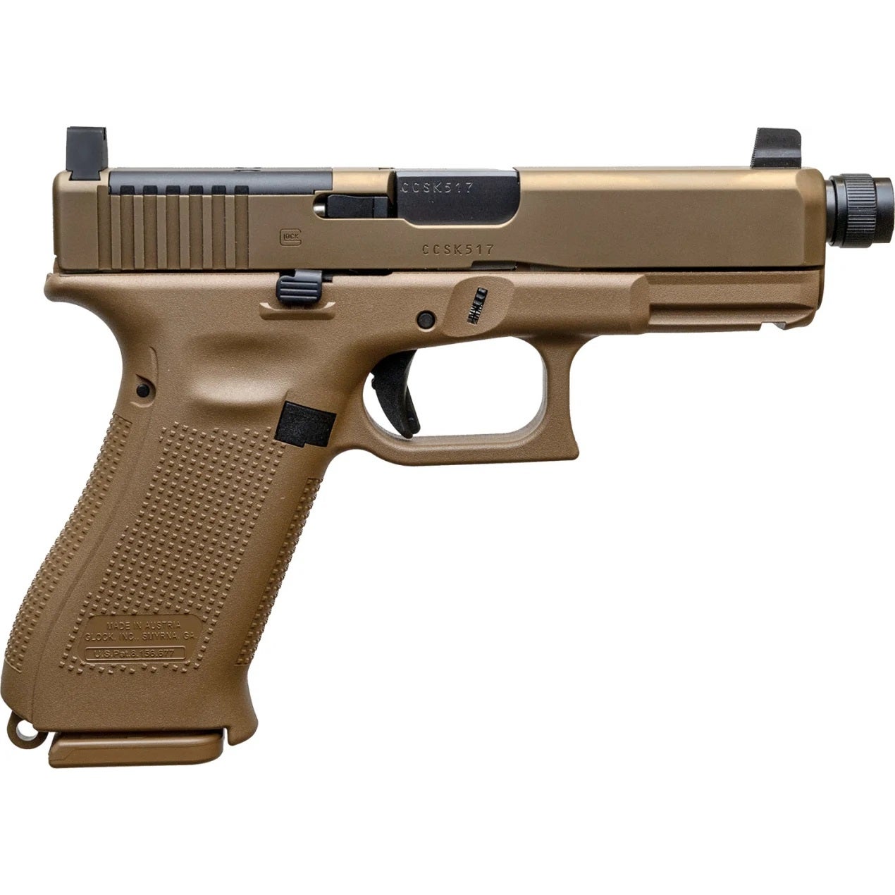 Glock 19X MOS Pistol 9mm 17+1/19+1 4.52'' Threaded Barrel Optic Ready Slide Suppressor Height Sights Coyote PX1950S03MOSTB
