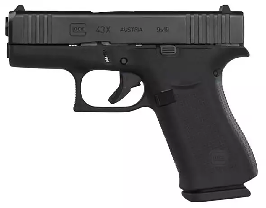 Glock G43X 9mm 10+1 3.41" Polymer Frame Fixed Sights Interchangeable Backstraps Rail DAO Black UX4350201FR