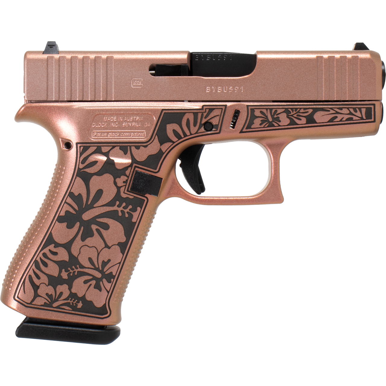 Glock G43 9mm Luger Pistol 6+1 3.41" Barrel Polymer Frame Hibiscus Chimera UI4350204HIBCHIM
