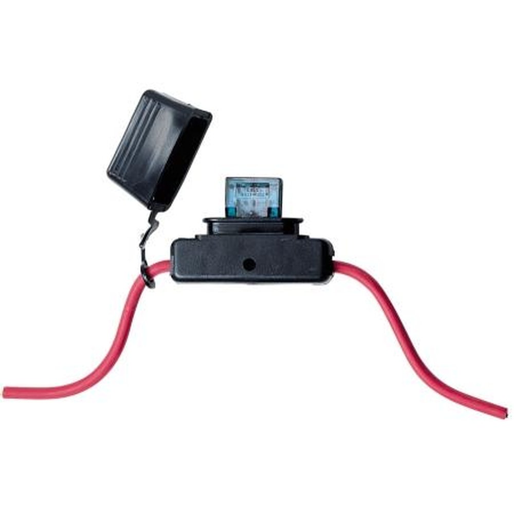 BUSSMAN HHX Maxi-ATC Fuse Holder with 6ga Wire Leads and Rubber Cover.20-60 Amps Red Leads/ Black Fuseholder.Splashproof Enclosure.1 Each