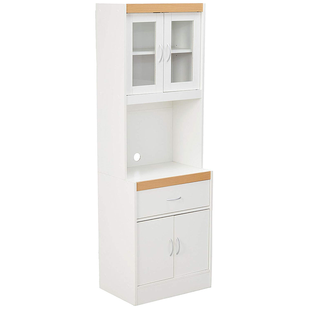 Hodedah Kitchen Storage Cabinet w/ Open Space for Microwave, White (Used)