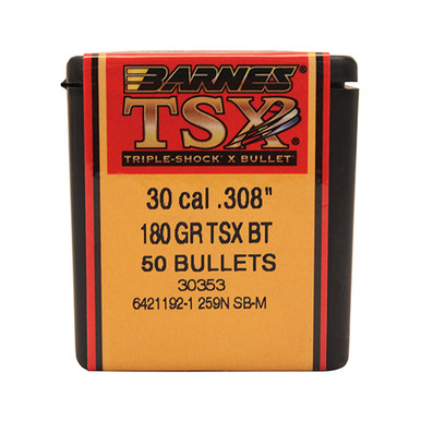 Barnes Bullets Triple-Shock X .30 Cal 180 gr Hollow Point Boat-Tail Bullets -50cnt