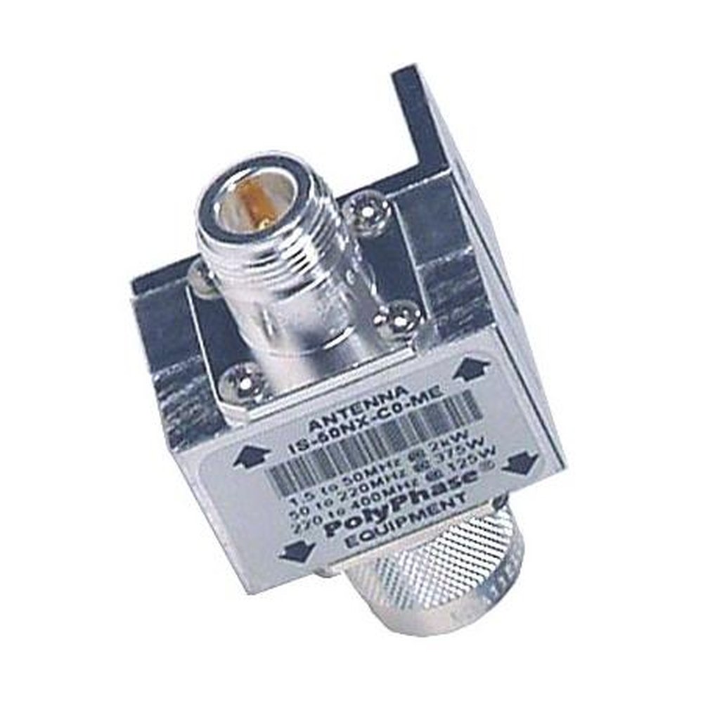 POLYPHASER IS-50NX-C0-ME 1.5-400 Mhz General Coverage Flange Mt.protector.50,000 Amps Surge.Power Rating Based on Freq.N Female on Antenna Port, N