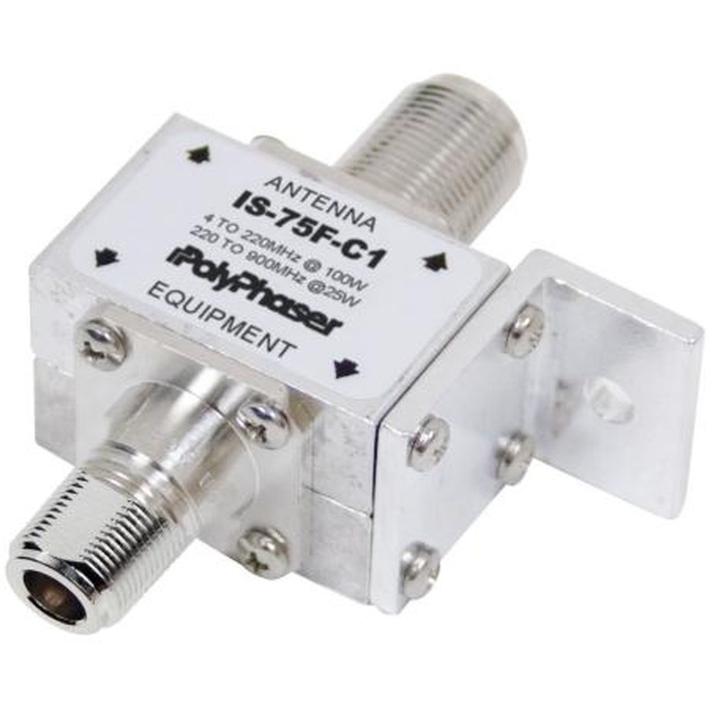 POLYPHASER IS-75F-C1 Channel 2 Through 83 Catv/matv Protector.0.1dB Max.Low Loss.F Female Connectors