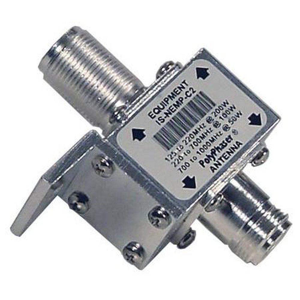 POLYPHASER IS-NEMP-C2 125-1000 Mhz Bulkhead NEMP Protector.Extra Long, Threaded N Female Connector on Equipment Side