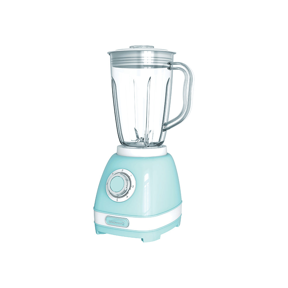 Brentwood Retro 2-Speed and Pulse Electric Blender w/ Glass Jar, Blue (Open Box)