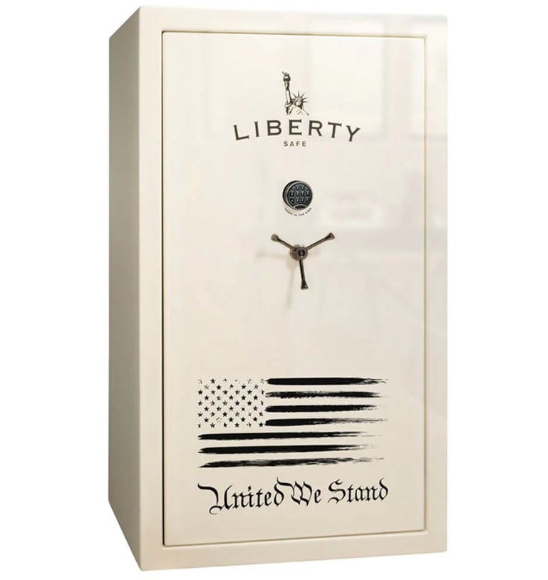 Liberty Colonial 50 Promo Flag 60 Capacity Gun Safe Fire Rated 75 Min at 1200° White Gloss CO50