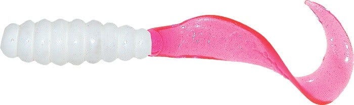 Mister Twister Meeny Curly Tail Grub - 3" White Firetail