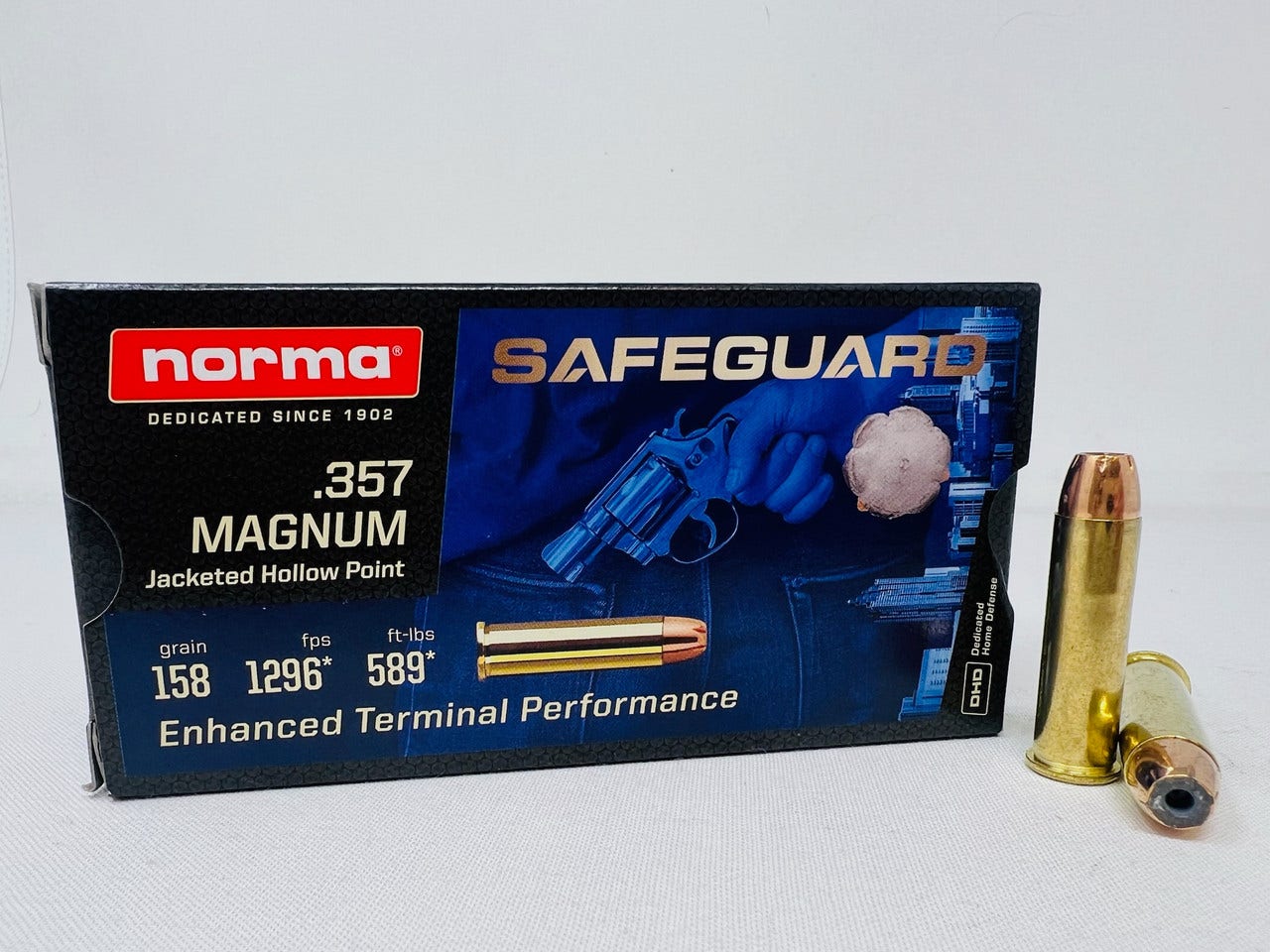 Norma Home Defense Safeguard 357 Magnum Ammo 158 gr JHP 50 Rds. 610840050