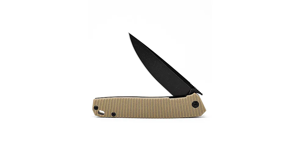 3V Gear Tan React Folding Knife - Grooved G10/Black Coated 3C2BB7B7