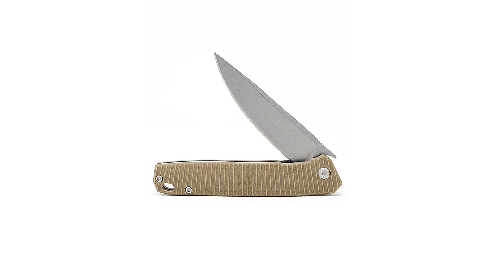 3V Gear Tan React Folding Knife - Grooved G10/Stone Washed 5C456561