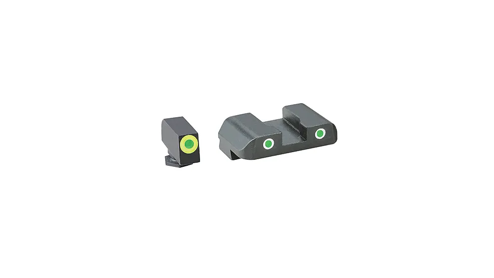 Ameriglo Tritium Front/Rear Combo Sights Green Dot White Outline Rear And Green Dot LumiLime Outline Front For Glock 17-39 GL-243
