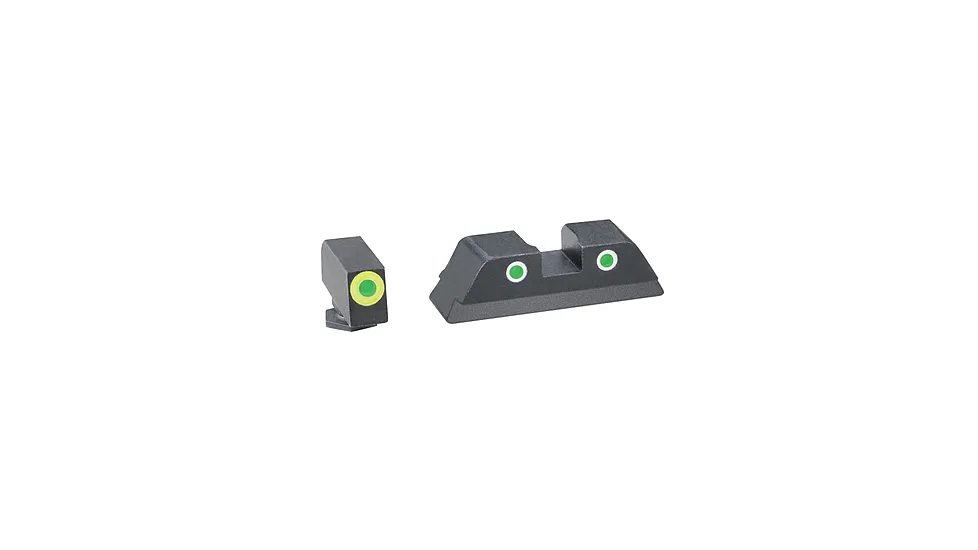 Ameriglo Tritium Front/Rear Combo Sights Green Dot White Outline Rear And Green Dot LumiLime Outline Front For Glock 42 GL-743