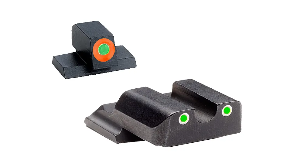 Ameriglo Tritium Front/Rear Combo Sights Green Dot White Outline Rear And Green Dot Orange Outline Front For S&W Shield SW-745