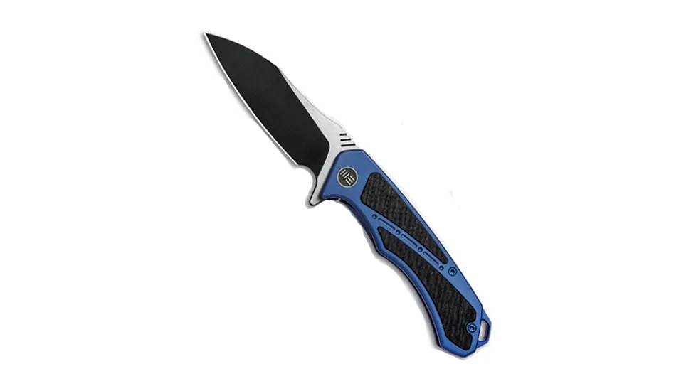 BattlBox WE Knife Minitor Flipper Knife Blue Ti/CF 3.4 Black Blade 801A 3F52E63C