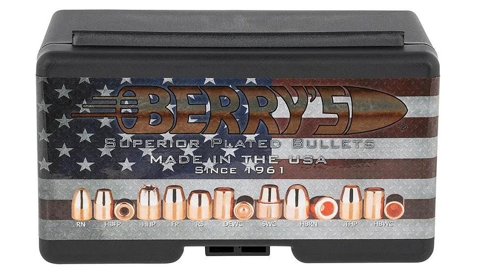 Berry's Manufacturing Berrys Superior Plated Pistol Bullets, .44 Magnum/.44 Special Caliber, 220 Grain, Flat Nose