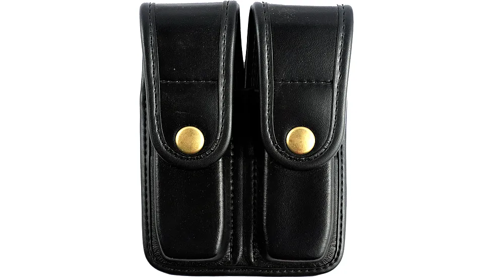 Bianchi 7902 Double Mag Pouch - Plain Black, Brass 22192