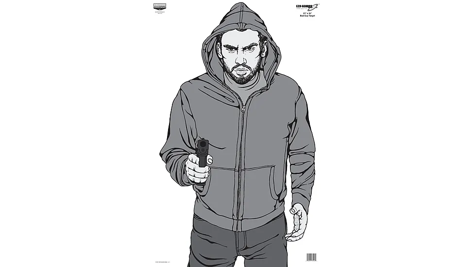 Birchwood Casey BC Bad Guy Eze-Scorer Silhouette Paper Target 23x35 Inch Folded 100 Per Case 37016