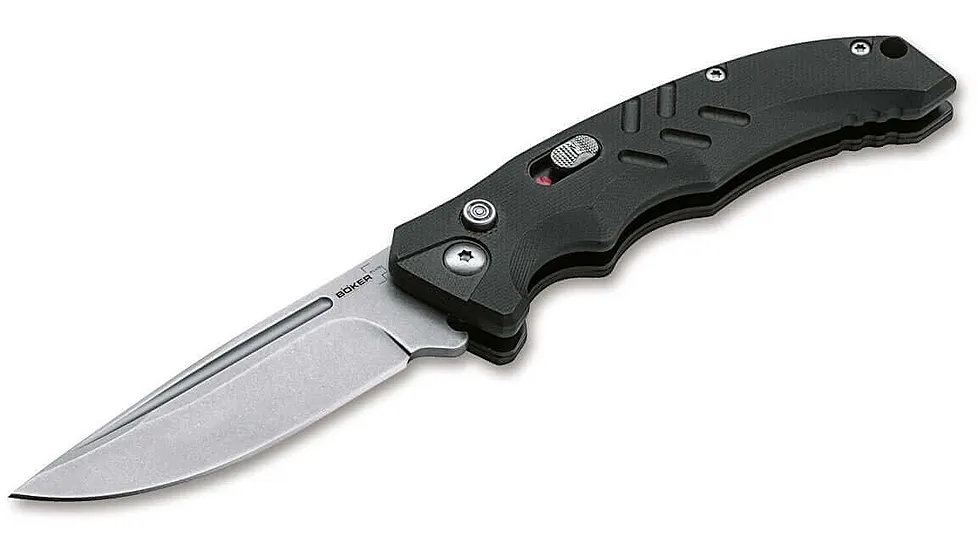 Boker 01BO482 Intention II Folding Drop Point Plain D2 Steel Blade Black G10 Ha