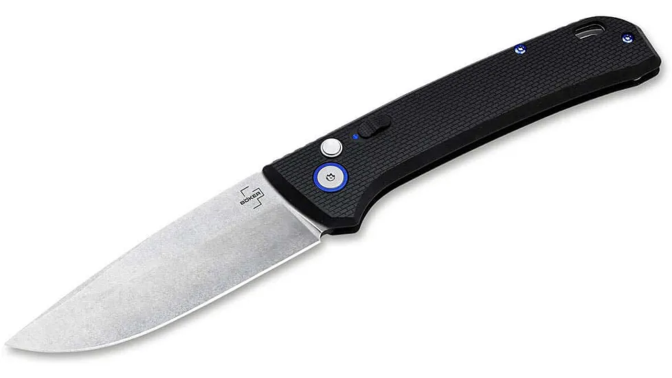 Boker 01BO920 FRND 3.35" Drop Point Plain Stonewashed D2 Steel Blade 4.52" Blac