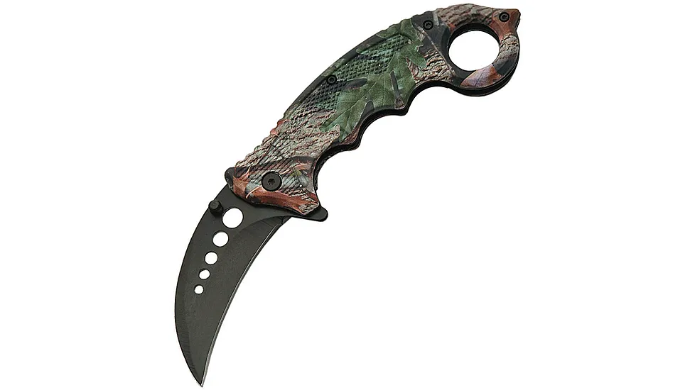 China Made Folder Camo Karambit Clip Folding Knife