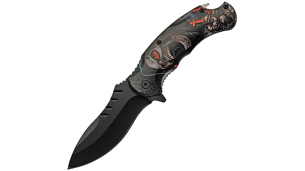 China Made Skull Linerlock Folding Knife