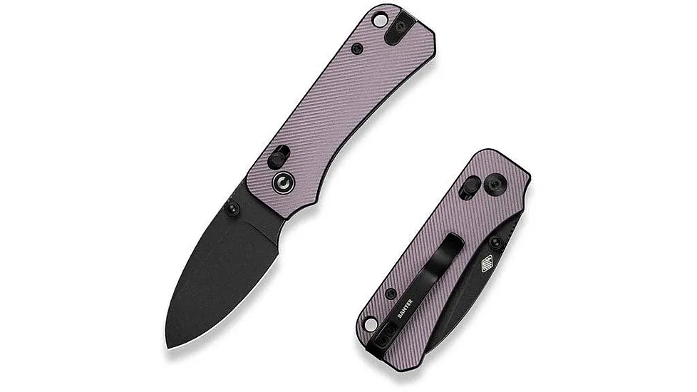 CIVIVI Baby Banter 2 Thumb Stud & Crossbar Lock Knife Purple Aluminum Handle 2.34inch Black Stonewashed Nitro-v Blade C23074-2