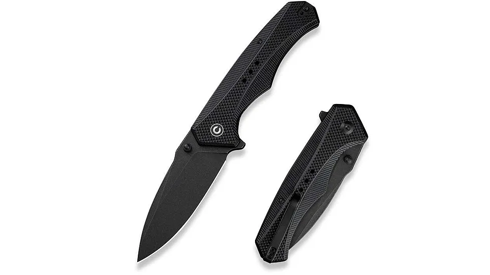 CIVIVI Photonix Flipper & Thumb Stud Knife Black Coarse G10 Handle 3.7inch Black Stonewashed 14c28n Blade C23081b-1