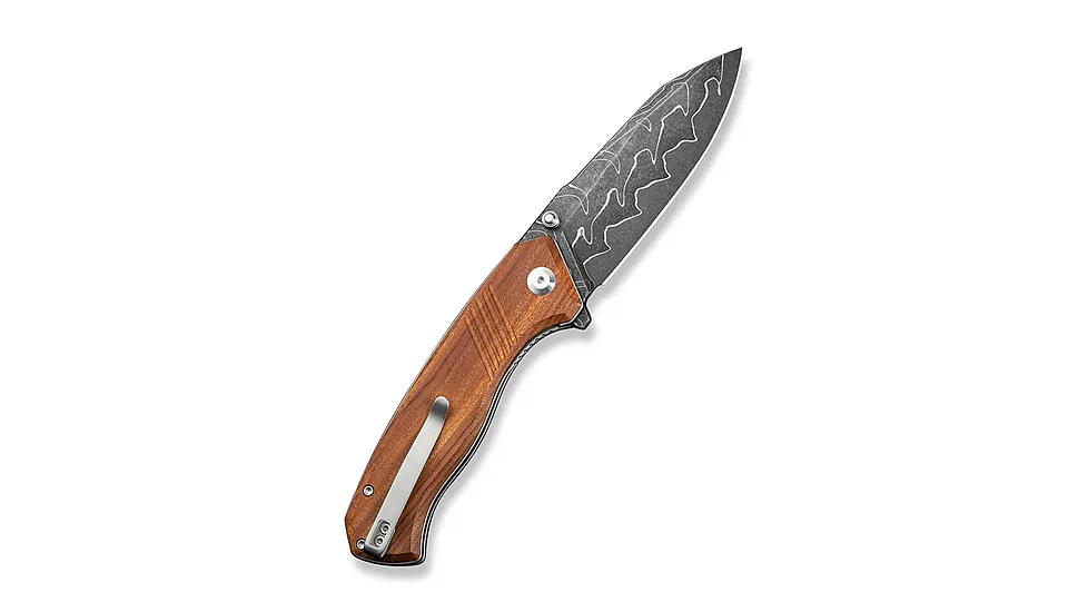 CIVIVI Placoid Flipper & Thumb Stud Knife Guibourtia Wood Handle 3.67inch Damascus Blade C23079-ds1