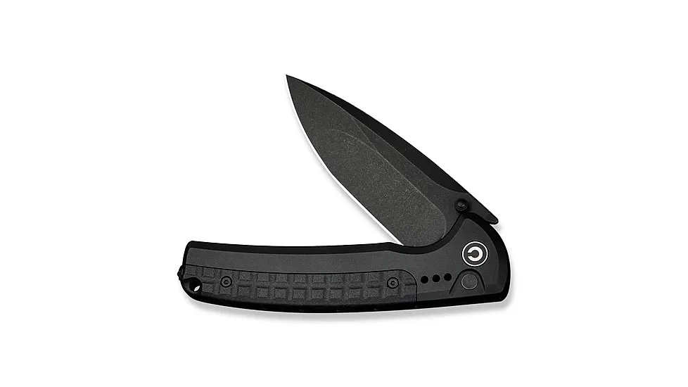 CIVIVI Sentinel Strike Ii Flipper & Thumb Stud & Button Lock Knife Black Aluminum Handle With Black Frn Integral Spacer