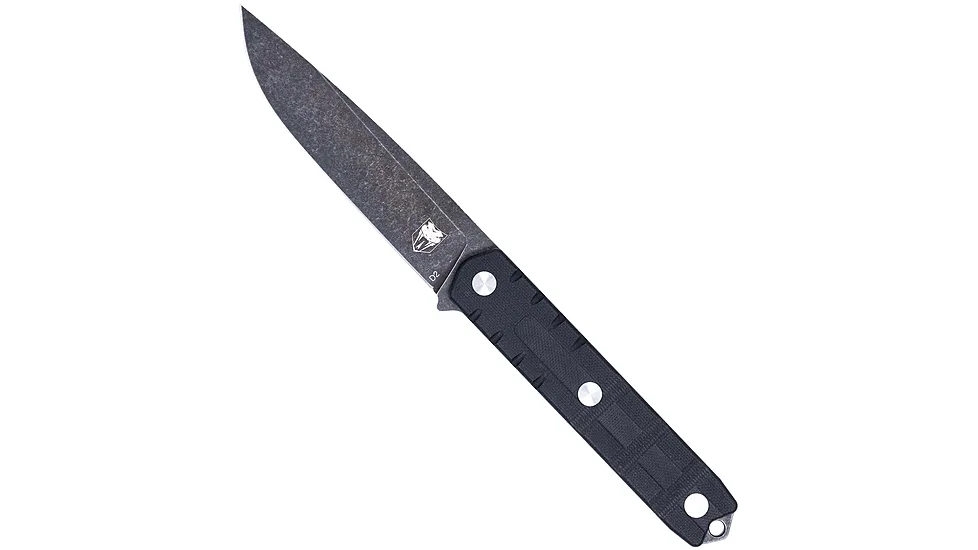 CobraTec Knives CTOWBLKDNS Outdoor Warrior 4.50" Fixed Drop Point Plain Stonewas
