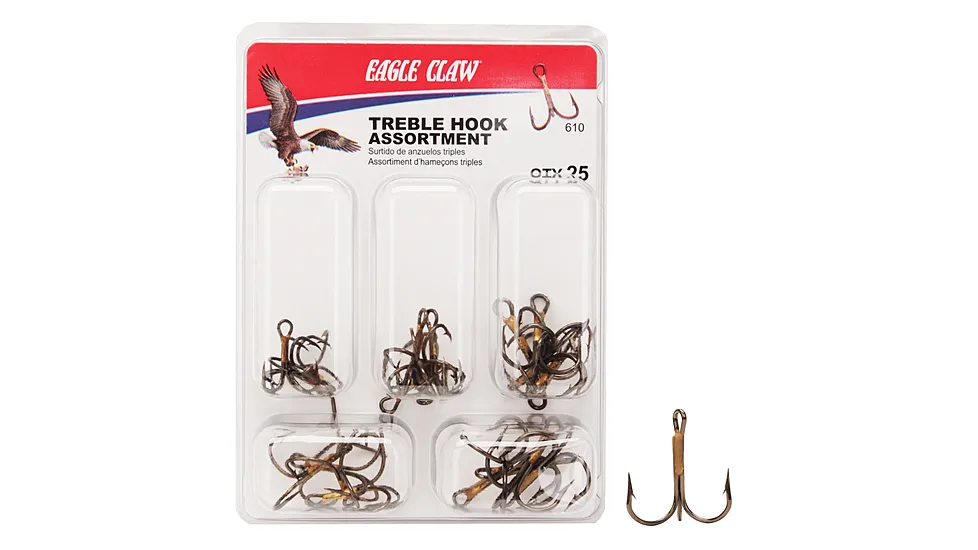 Eagle Claw Treble Hook, Short Shank, Assorted
